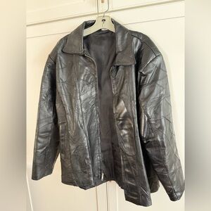 Vintage Flight Path Mens Leather Jacket Black Size XL